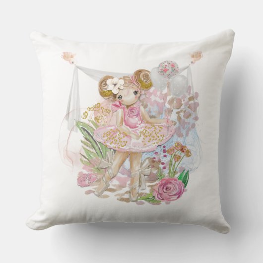 Ballerina Birds Name Florals Kussen (Voorkant)