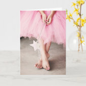 Ballerina Birthday Card (meisje in Tutu) Kaart (Gele Bloem)