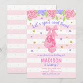 Ballerina Birthday Invitation / Ballet Shoes Kaart (Voorkant / Achterkant)