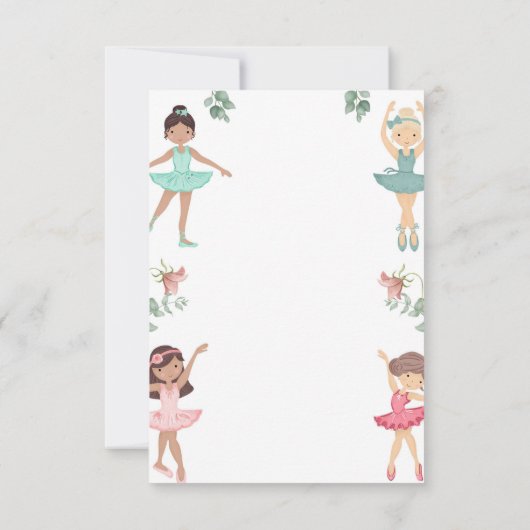 Ballerina Birthday Invitation Pink and Gold Kaart (Achterkant)
