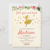 Ballerina Birthday Invitation /  / Retro Kaart (Voorkant)
