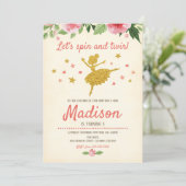 Ballerina Birthday Invitation / / Retro Kaart (Staand voorkant)