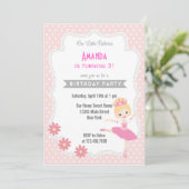 Ballerina Birthday Invitation Sweet Pink Kaart (Staand voorkant)
