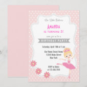 Ballerina Birthday Invitation Sweet Pink Kaart (Voorkant / Achterkant)