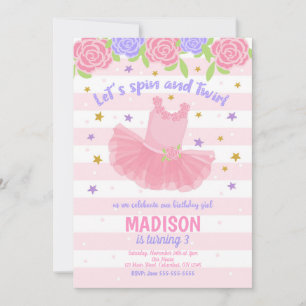 Ballerina Birthday Invitation / Tutu Invitation Kaart