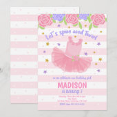 Ballerina Birthday Invitation / Tutu Invitation Kaart (Voorkant / Achterkant)