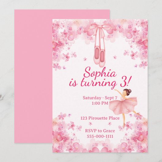 Ballerina Birthday Kaart (Voorkant / Achterkant)