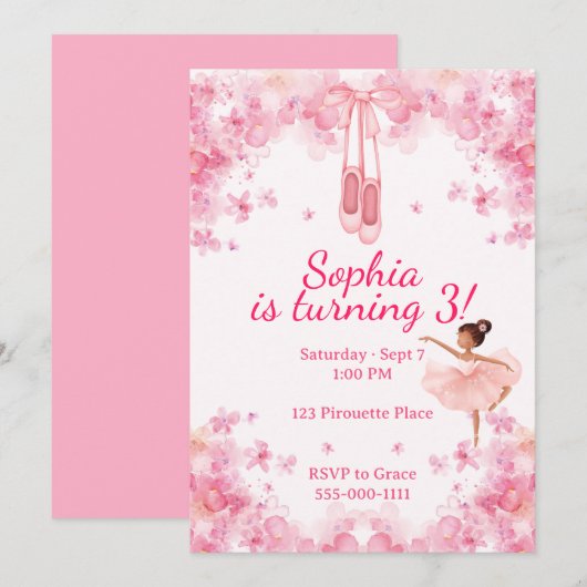 Ballerina Birthday Kaart (Voorkant / Achterkant)