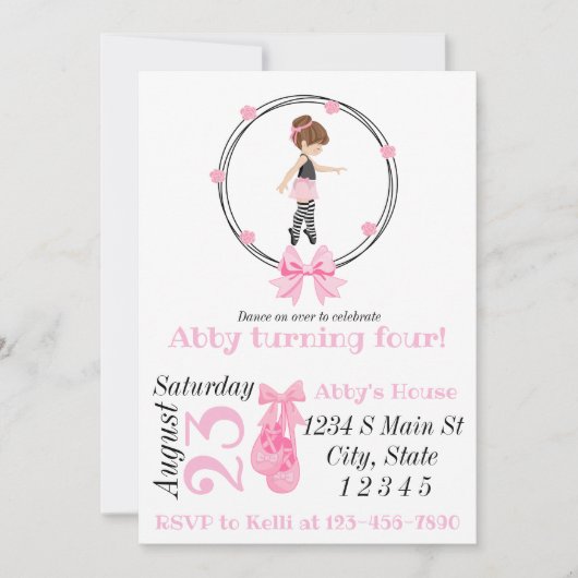 Ballerina Birthday Kaart (Voorkant)