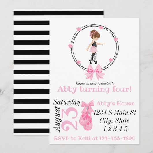 Ballerina Birthday Kaart (Voorkant / Achterkant)