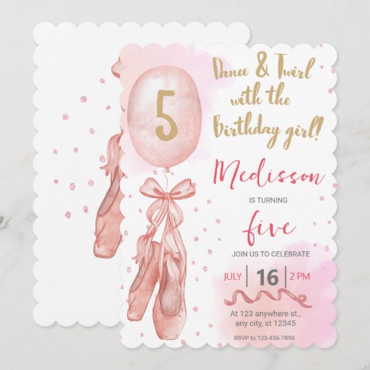 Ballerina Birthday Kaart (Voorkant / Achterkant)