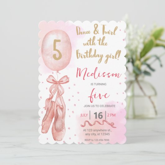 Ballerina Birthday Kaart (Staand voorkant)