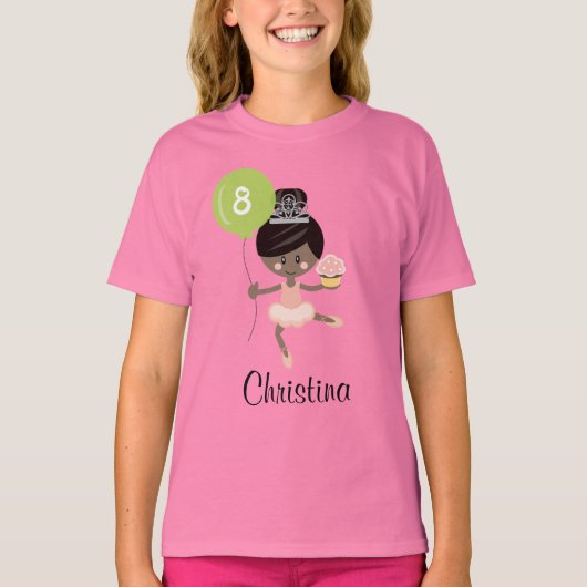 Ballerina Birthday Kinder Ringer T-Shirt African A (Voorkant)