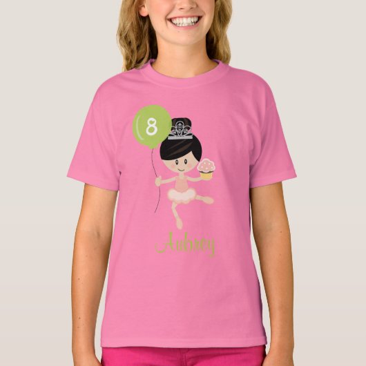 Ballerina Birthday Kinder Ringer T-Shirt Asian (Voorkant)