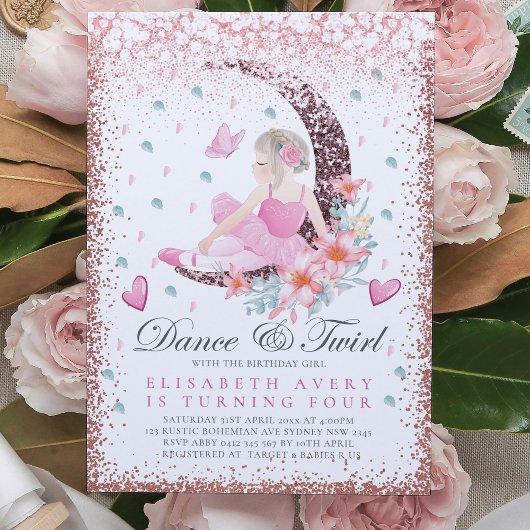 Ballerina Birthday Moon Dance & Twirl Kaart