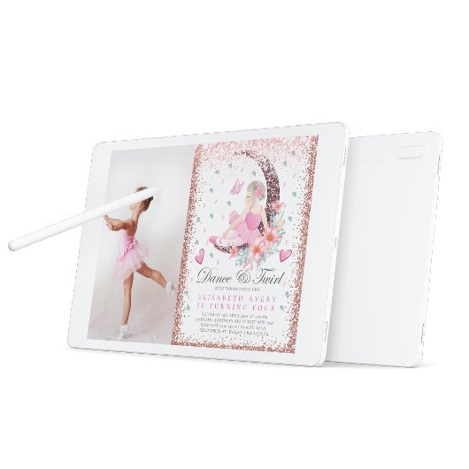 Ballerina Birthday Moon Dance & Twirl Photo Kaart