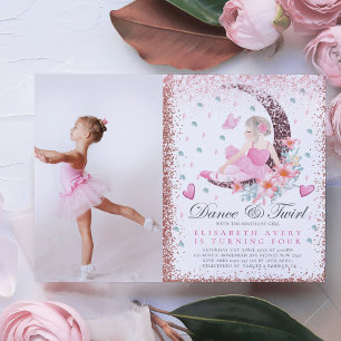 Ballerina Birthday Moon Dance & Twirl Photo Kaart