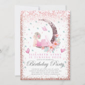 Ballerina Birthday Moon Pastel Pink Glitter Kaart (Voorkant)