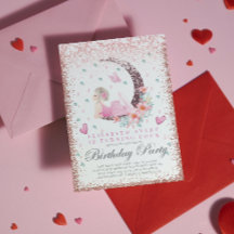 Ballerina Birthday Moon Pastel Pink Glitter