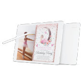 Ballerina Birthday Moon Pastel Roze Glitter Foto Kaart