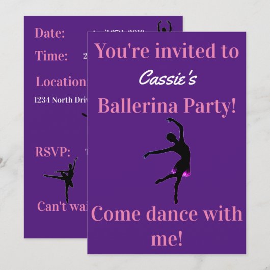 Ballerina Birthday Party (Voorkant / Achterkant)
