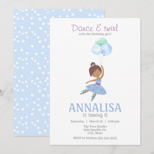 Ballerina Birthday Party, Dance en Twirl Tutu Kaart (Voorkant / Achterkant)