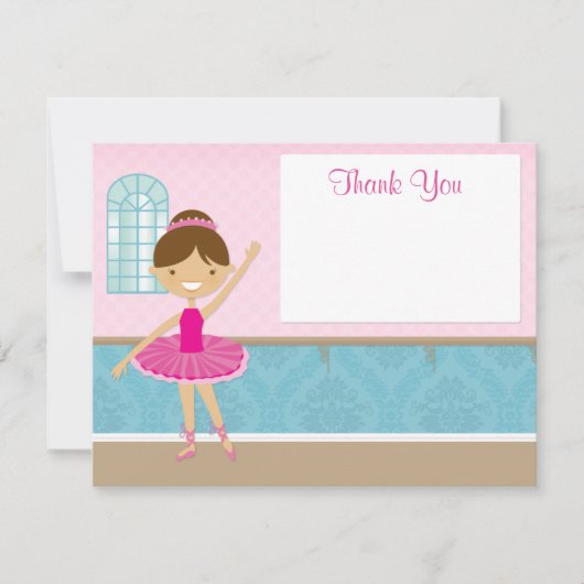 Ballerina Birthday Party - Hartelijk dank Bedankkaart (Voorkant)