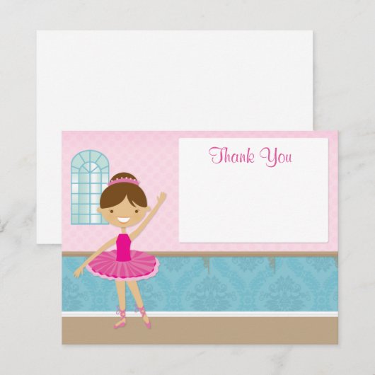 Ballerina Birthday Party - Hartelijk dank Bedankkaart (Voorkant / Achterkant)