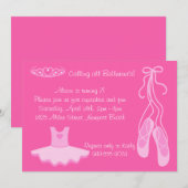 Ballerina Birthday Party Invitation Kaart (Voorkant / Achterkant)