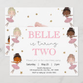 Ballerina Birthday Party Invitation Kaart (Voorkant / Achterkant)