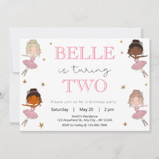 Ballerina Birthday Party Invitation Kaart