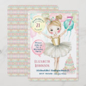 Ballerina Birthday Party Invitation Kaart (Voorkant / Achterkant)