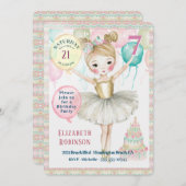 Ballerina Birthday Party Invitation Kaart (Voorkant / Achterkant)