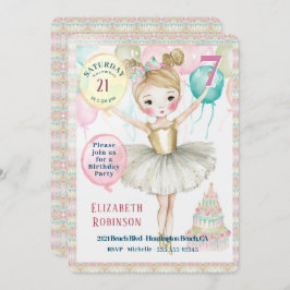 Ballerina Birthday Party Invitation Kaart