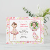 Ballerina Birthday Party Invitation Kaart (Staand voorkant)
