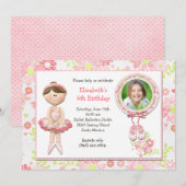 Ballerina Birthday Party Invitation Kaart (Voorkant / Achterkant)