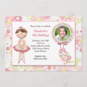 Ballerina Birthday Party Invitation Kaart