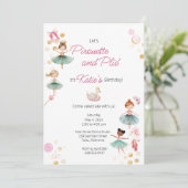 Ballerina Birthday Party Invitation Kaart (Staand voorkant)