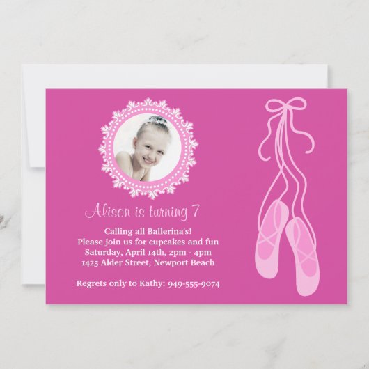 Ballerina Birthday Party Invitation Kaart (Voorkant)