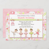 Ballerina Birthday Party Invitation Kaart (Voorkant / Achterkant)
