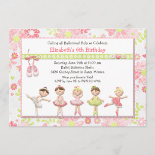 Ballerina Birthday Party Invitation Kaart