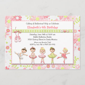 Ballerina Birthday Party Invitation Kaart