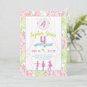 Ballerina Birthday Party Invitation Kaart (Staand voorkant)