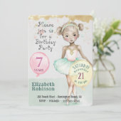Ballerina Birthday Party Invitation Kaart (Staand voorkant)