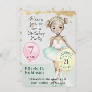 Ballerina Birthday Party Invitation Kaart