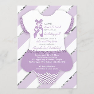 Ballerina Birthday Party Invitation, Tutu, Paars Kaart