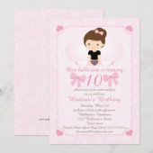 Ballerina Birthday Party Kaart (Voorkant / Achterkant)