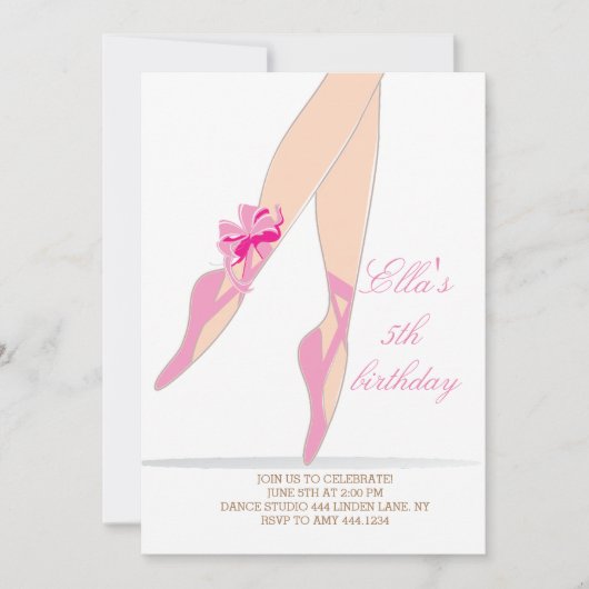 Ballerina Birthday Party Kaart (Voorkant)