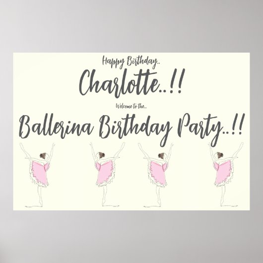 Ballerina Birthday Party Poster (Voorkant)