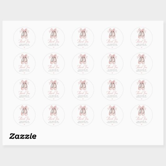 Ballerina Birthday Party Ronde Sticker (Vel)